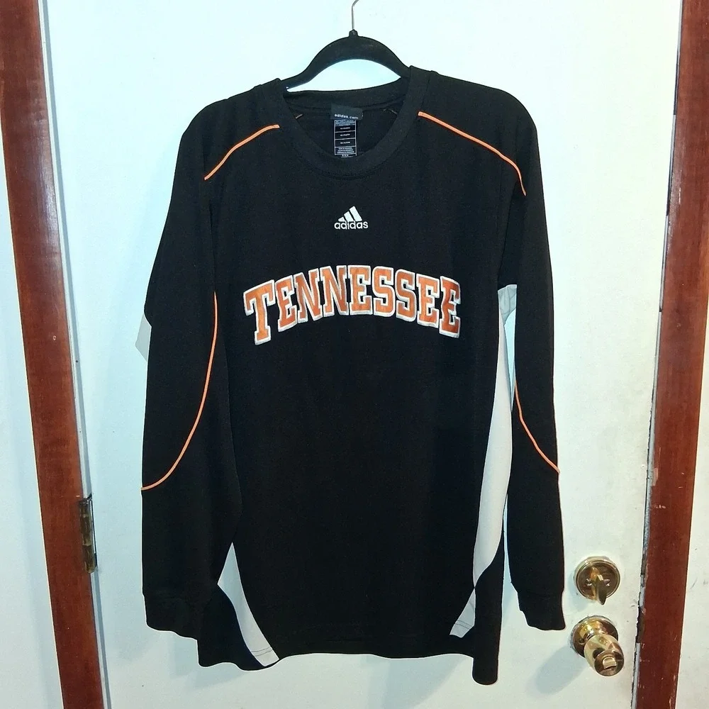 Vintage Y2K Tennessee Volunteers Jersey Men M Black Adidas Warm Up‎ Shirt EUC